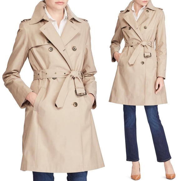 NEW Lauren Ralph Lauren Straight Trench Coat Sz S - Picture 1 of 7
